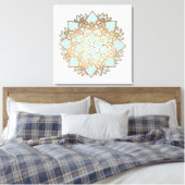 Blauwe en Gouden Lotus Canvas Afdruk (Insitu (Slaapkamer))