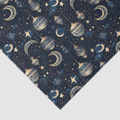 Blauwe en gouden maan en lantaarns tissuepapier (Detail)