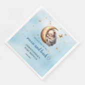 Blauwe en gouden maan en teddybeer servet (Hoek)