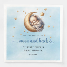 Blauwe en gouden maan en teddybeer servet