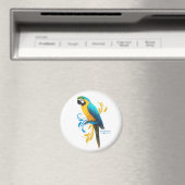 Blauwe en gouden Macaw Magnet (Insitu (Vaatwasser))