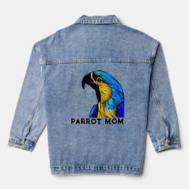 Blauwe en Gouden Macaw Papegaai Moeder Denim Jacket