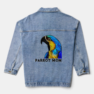 Blauwe en Gouden Macaw Papegaai Moeder Denim Jacket