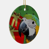 Blauwe en gouden Macaw Parrot kerstversiering Keramisch Ornament (Rechts)