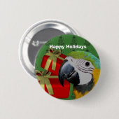 Blauwe en gouden Macaw Parrot vakantie Ronde Button 5,7 Cm (Voorkant /achterkant)