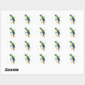 Blauwe en Gouden Macaw Ronde Sticker (Vel)