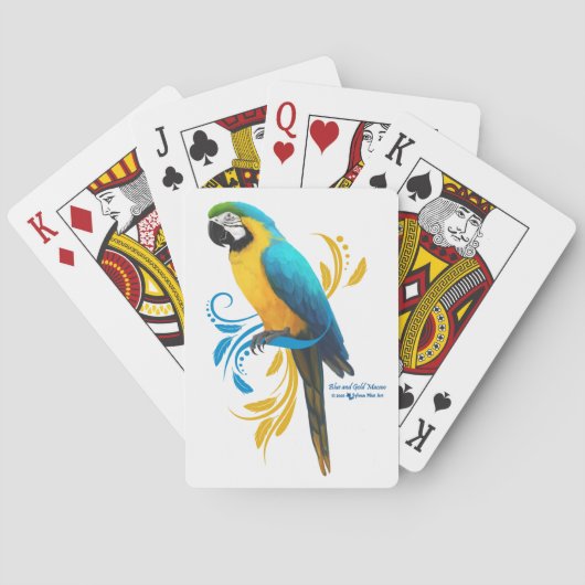 Blauwe en gouden Macaw speelkaarten (Achterkant)