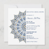Blauwe en gouden Mandala Bridal Shower Kaart (Voorkant)