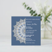 Blauwe en gouden Mandala Bridal Shower Kaart (Staand voorkant)