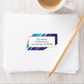 Blauwe en gouden marmer-kunst etiket (Insitu)