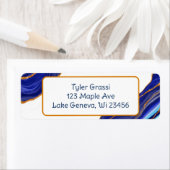 Blauwe en gouden marmer-kunst etiket (Insitu)