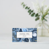 Blauwe en gouden marmer Moderne Abstracte Fluid Ar Visitekaartje (Staand voorkant)