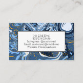 Blauwe en gouden marmer Moderne Abstracte Fluid Ar Visitekaartje (Achterkant)