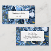 Blauwe en gouden marmer Moderne Abstracte Fluid Ar Visitekaartje (Voorkant / Achterkant)