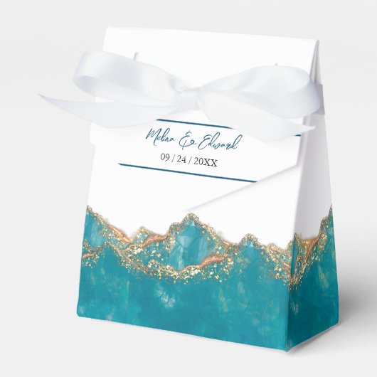 Blauwe en gouden marmer voor de pleisterbox bedankdoosjes (Voorkant Zijde)