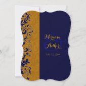 Blauwe en gouden moslimbruiloft of -Verloving Kaart (Voorkant)