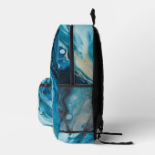 Blauwe en gouden oceaangolven bedrukte rugzak (Rechts)