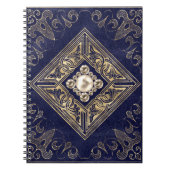 Blauwe en gouden Opulentie |  geborsteld Embleem Notitieboek (Voorkant)