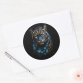 Blauwe en gouden panter ronde sticker (Envelop)