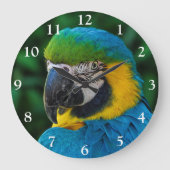 Blauwe en gouden papegaaien grote klok (Voorkant)