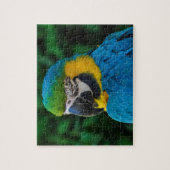 Blauwe en gouden papegaaien legpuzzel (Verticaal)