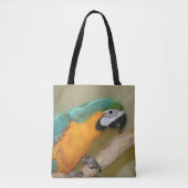 Blauwe en gouden papegaaien tote bag (Voorkant)