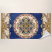Blauwe en gouden patroon strandlaken (Voorkant)
