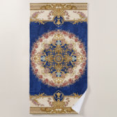 Blauwe en gouden patroon strandlaken (Voorkant)