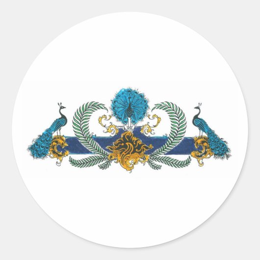 Blauwe en gouden pauzes en worstelen ronde sticker (Voorkant)