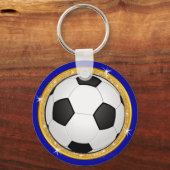 Blauwe en gouden persoonlijke voetbalcadeaus voor  sleutelhanger (Achterkant)