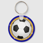 Blauwe en gouden persoonlijke voetbalcadeaus voor  sleutelhanger (Achterkant)