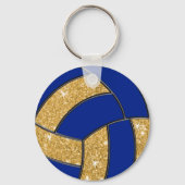 Blauwe en gouden persoonlijke volleybalteamcadeaut sleutelhanger (Achterkant)
