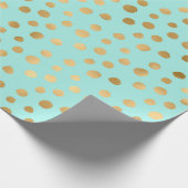 Blauwe en Gouden Polka Dots Cadeaupapier (Hoek)