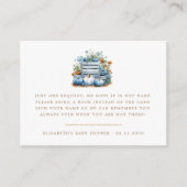 Blauwe en gouden pompoen herfst Baby shower Informatiekaartje (Voorkant)