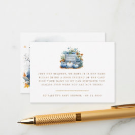 Blauwe en gouden pompoen herfst Baby shower Informatiekaartje