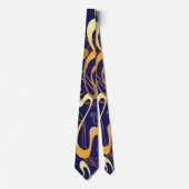 Blauwe en Gouden Rondingen Stropdas (Voorkant)