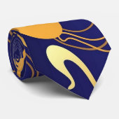 Blauwe en Gouden Rondingen Stropdas (Opgerold)
