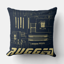 blauwe en gouden RUGGED GEEK Motherboard Tech Kussen