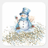 Blauwe en gouden sneeuwpop Stickers (Voorkant)