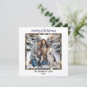 Blauwe en gouden sneeuwpoppen | Familiefoto Kerstm Feestdagenkaart (Staand voorkant)