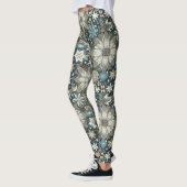 Blauwe en gouden sneeuwvlokken en bloemen vakantie leggings (Links)