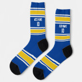 Blauwe en gouden sport Jersey - Naam nummer Sokken (Links)