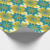 Blauwe en gouden sterkste bloemen cadeaupapier (Hoek)