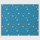 Blauwe en Gouden Sterren Gift Wrap Cadeaupapier (Vlak)