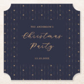 Blauwe en gouden sterren kerstfeest kartonnen onderzetters (Voorkant)