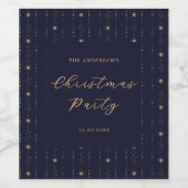 Blauwe en gouden sterren kerstfeest wijn etiket (Enkel label)