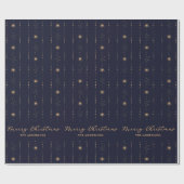 Blauwe en gouden sterren vrolijk kerstfeest cadeaupapier (Vlak)