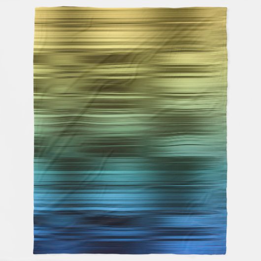 Blauwe en Gouden Streep Fleece Deken (Voorkant)