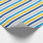 Blauwe en gouden strepen cadeaupapier (Hoek)