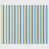 Blauwe en gouden strepen cadeaupapier (Vlak)